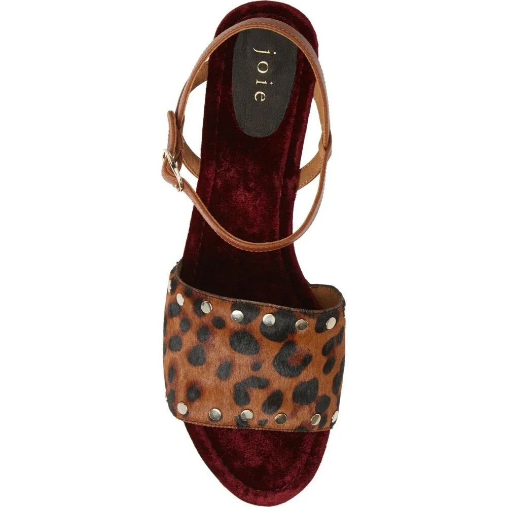 NWOB Joie Galla Genuine Calf Hair Leopard Print Sandal